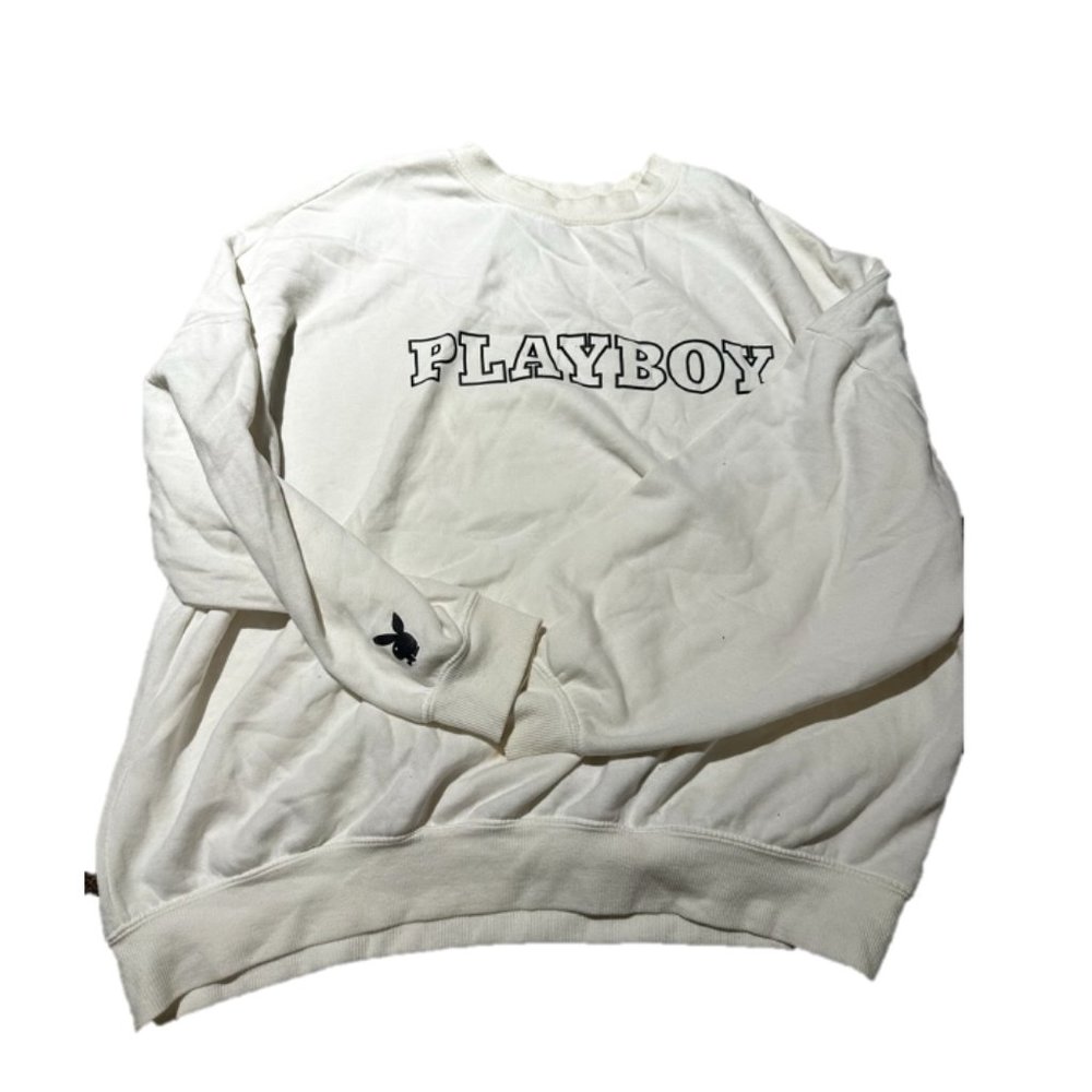 Womens White Playboy Crewneck SIZE MEDIUM